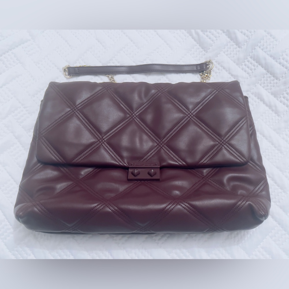 New Betsey Johnson Burgundy Quilted Handbag Purse
